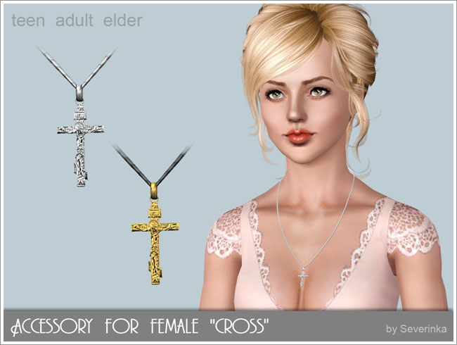 The Sims Resource - NataliS Cross Pendant YM-AM