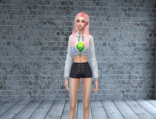 White Cropped Hoodie With Green Plumbob (DISCOVER UNIVERSITY REQUIRED)