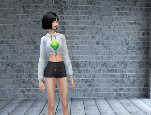 White Cropped Hoodie With Green Plumbob (DISCOVER UNIVERSITY REQUIRED)