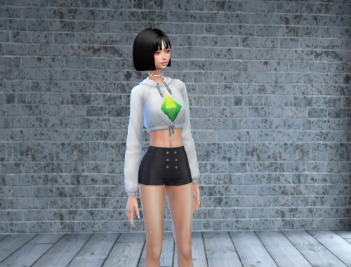 White Cropped Hoodie With Green Plumbob (DISCOVER UNIVERSITY REQUIRED)