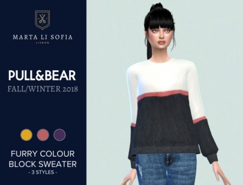 Furry colour block sweater by