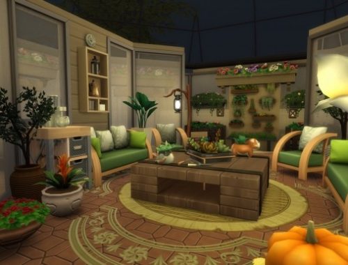 Cozy Glass Green House (no CC) by PinkyDude at Mod The Sims
