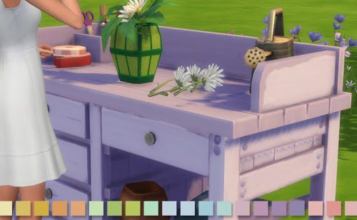 Flower Arranging Bench in 22 Pastel Colours at Simlish Designs