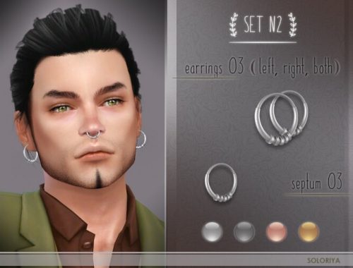 12 accessories set N2: earrings and septums at Soloriya