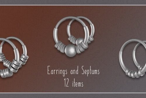 12 accessories set N2: earrings and septums at Soloriya