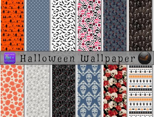 12 Halloween Wallpapers at TaTschu`s Sims4-CC
