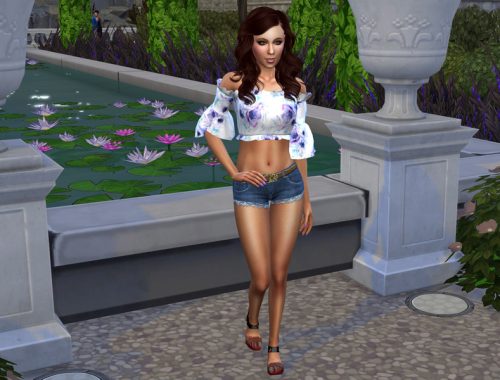 Watercolor Floral Anemone Crop Top (Mesh Required)