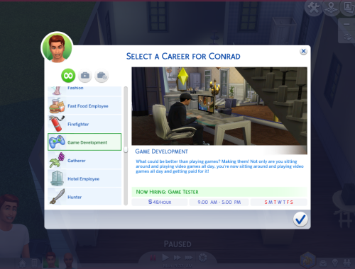 Game Development Career (The Sims Life Stories)