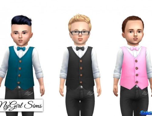 Button Up with Vest and Bowtie at NyGirl Sims