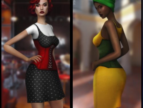 PIN ME UP DRESS + T-SHIRT BODYSUIT at Candy Sims 4
