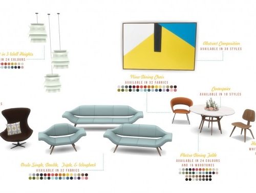 Futura Retro-Futuristic Living and Dining Set at Simsational Designs