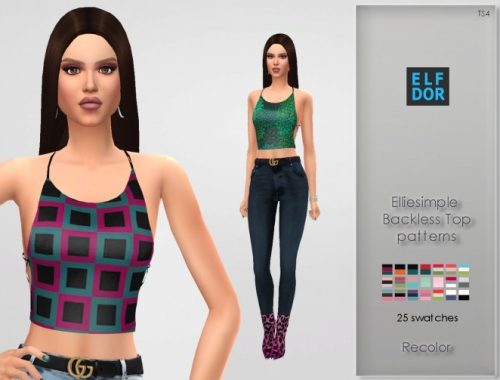 Elliesimple`s Backless Top Recolor – patterns at Elfdor Sims