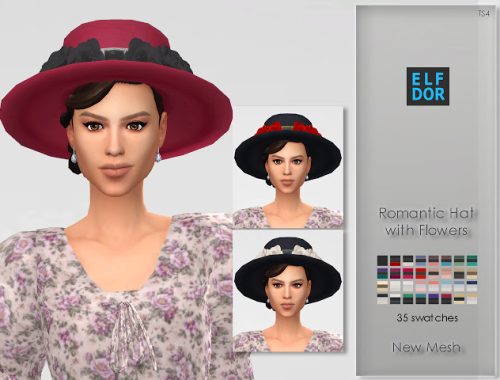 Romantic Hat with Flowers at Elfdor Sims
