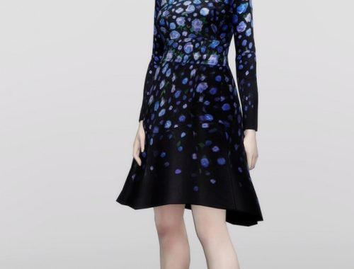 Blue floral print crepe dress (12 colors) at Rusty Nail