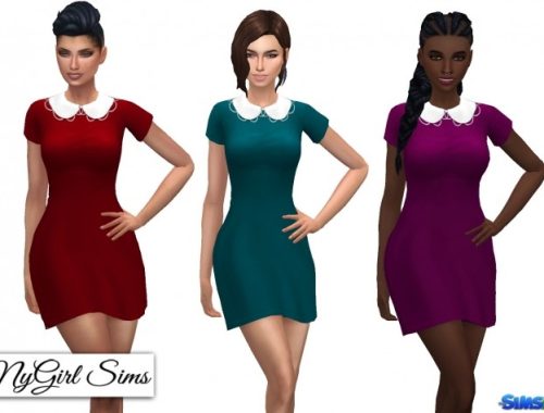 Embellished Peter Pan Collar Dress at NyGirl Sims