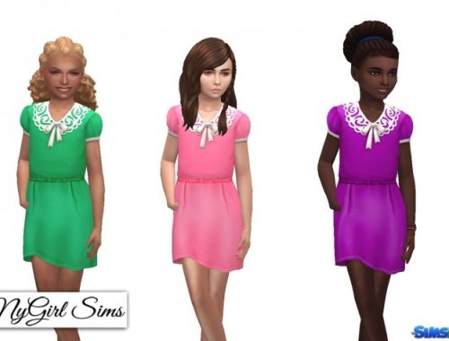 Collar and Bow Dress for Girls at NyGirl Sims