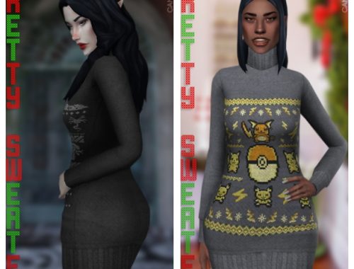 PRETTY SWEATER SHORT DRESS at Candy Sims 4