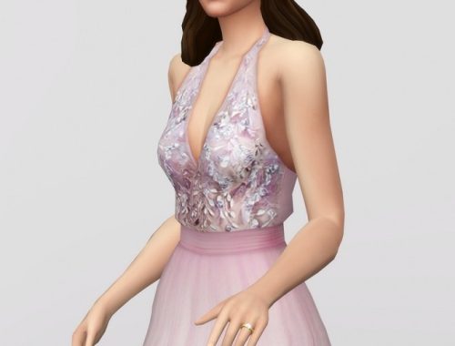 Embellished tulle blue halter neck gown at Rusty Nail
