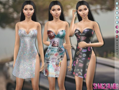379 - Ruched Slit Dress