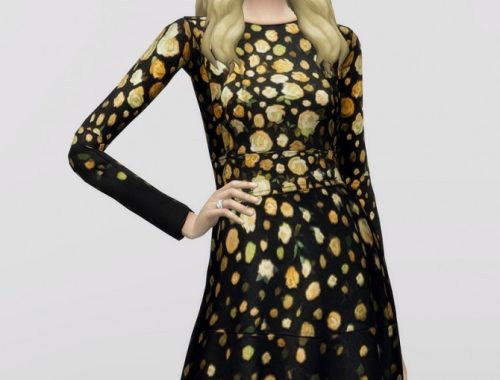 Blue floral print crepe dress (12 colors) at Rusty Nail