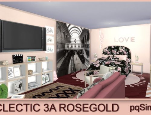 3A Eclectic Apartment Rosegold at pqSims4