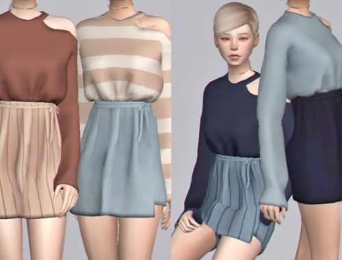 Cutout top & tied skirt at Casteru