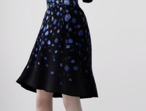 Blue floral print crepe dress (12 colors) at Rusty Nail