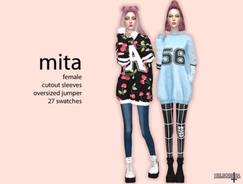 MITA Cutout Sleeves Oversized Top by Helsoseira