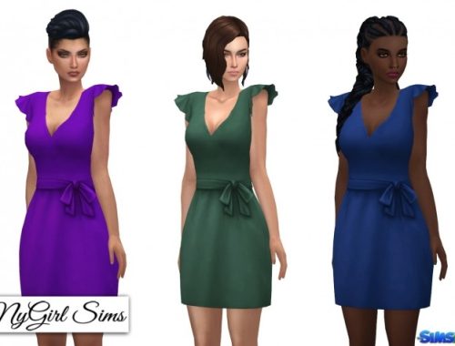 Ruffle Sleeve Smock Dress at NyGirl Sims