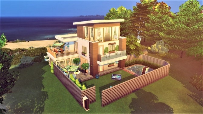 Cozy modern house by the sea at Agathea-k - The Sims 4 Catalog