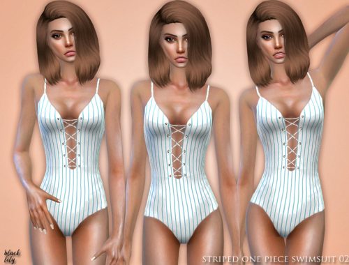 Striped One Piece Swimsuit 02