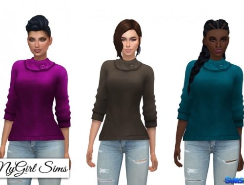 Collared Sweater with Button at NyGirl Sims