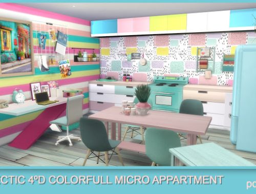 4D Eclectic Colorful Micro Apartment at pqSims4