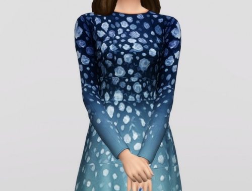 Blue floral print crepe dress (12 colors) at Rusty Nail