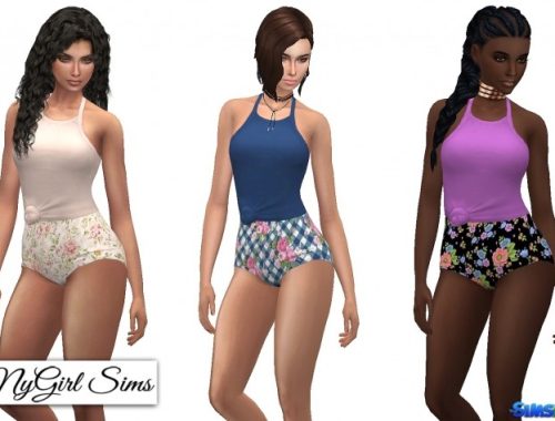 Halter Cross Shirted Swimsuit at NyGirl Sims