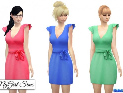 Ruffle Sleeve Smock Dress at NyGirl Sims