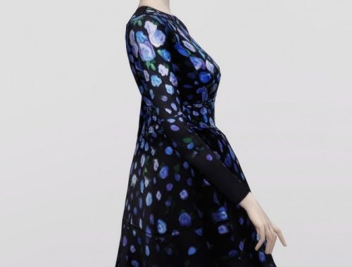 Blue floral print crepe dress (12 colors) at Rusty Nail