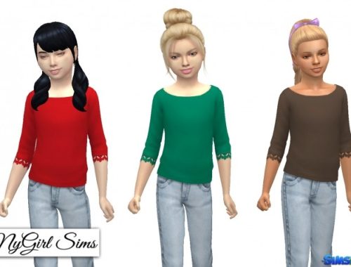 Wide Neck Lace Trim Sweater at NyGirl Sims