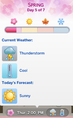 The Sims Resource - Weather and Forecast Cheat Menu