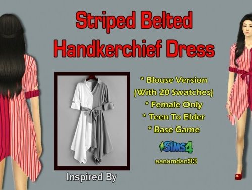 Striped Belted Handkerchief Dress (Blouse) at Aan Hamdan Simmer93