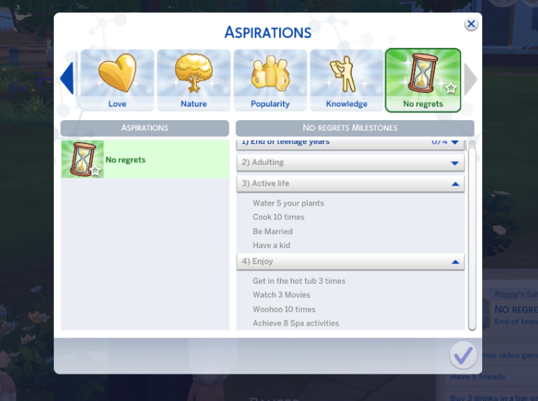 No regrets Aspiration (custom aspiration) - The Sims 4 Catalog