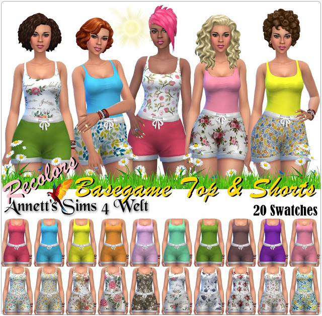 Basegame Tops & Shorts Recolors - The Sims 4 Catalog