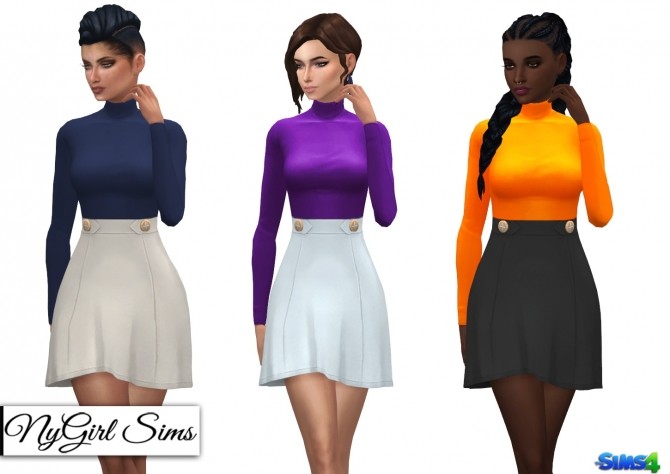 Turtleneck High Waist Dress at NyGirl Sims - The Sims 4 Catalog