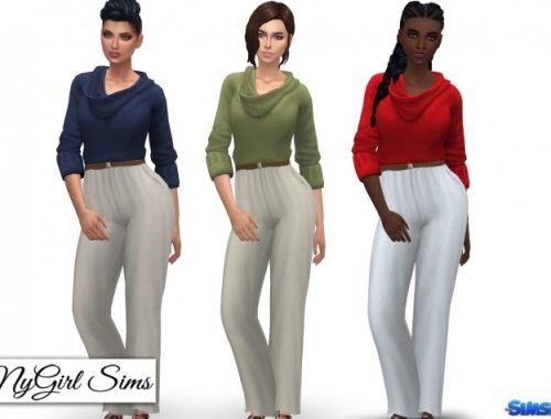 Belted Sweater Jumpsuit at NyGirl Sims