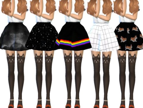 Kawaii Flared Mini Skirts by Wicked_Kittie
