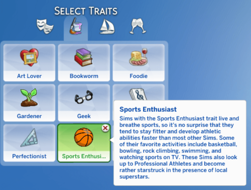 Sports Enthusiast Trait (Teen-Elder)