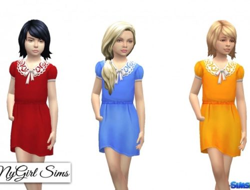 Collar and Bow Dress for Girls at NyGirl Sims