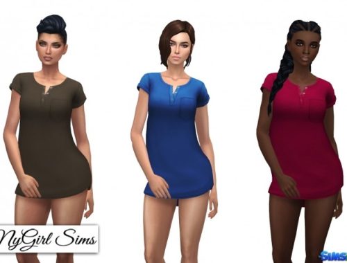 Short Sleeve Pocketed Night Shirt at NyGirl Sims