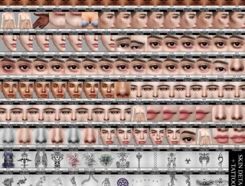 93 skin details + 28 tattoos – Ultimate collection at Praline Sims