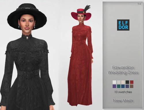 Edwardian Wedding Dress at Elfdor Sims